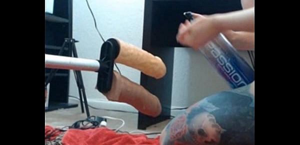  double penetration fucking machine for tattooed anal lover